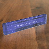 ネイビーブルーエグゼクティブプロフェッショナルメタリック デスクネームプレート (側面)