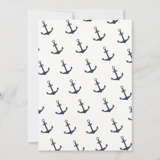 ネイビーブルーエレガントいかり航海のベビーシャワー 招待状 (裏面)