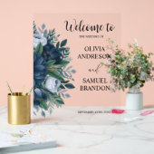 ネイビーブルーエレガントなウェディングアクリルのウェルカムサイン アクリルサイン (ウェディング)