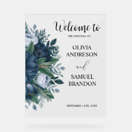 ネイビーブルーエレガントなウェディングアクリルのウェルカムサイン アクリルサイン