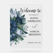 ネイビーブルーエレガントなウェディングアクリルのウェルカムサイン アクリルサイン (正面)