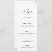 ネイビーブルーエレガントなウェディングフォーマルディナーメニュー メニュー (正面/裏面)