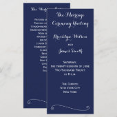 ネイビーブルーエレガントなウェディングプログラムラックカード プログラム (正面/裏面)