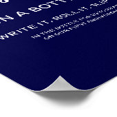 ネイビーブルーエレガントのボトルの結婚メッセージ ポスター (角)