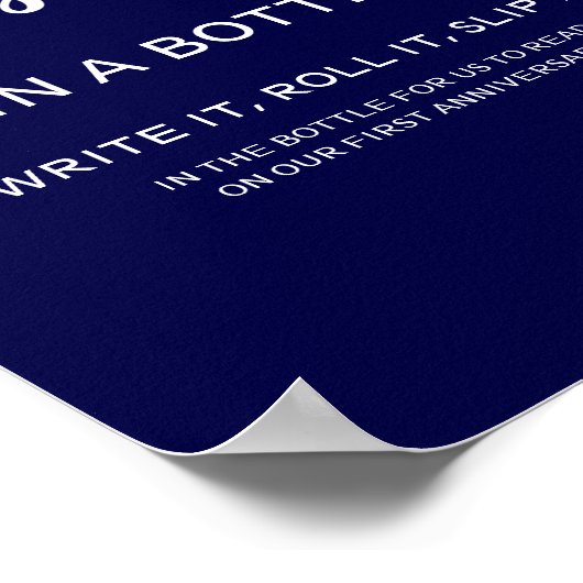 ネイビーブルーエレガントのボトルの結婚メッセージ ポスター (角)