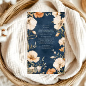 ネイビーブルーエレガントアイボリーフローラ結婚ズ エンクロージャーカード