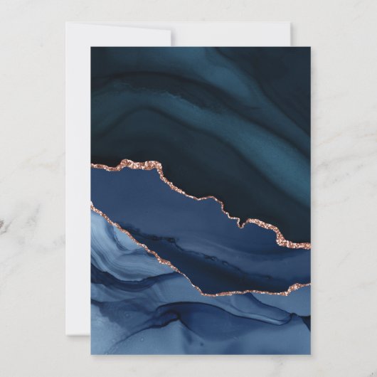 ネイビーブルーエレガントアダルトサプライズパーティー誕生日 招待状 (裏面)