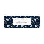 ネイビーブルーエレガントウィンターワイルドフラワー結婚ズアドル ラベル (正面)