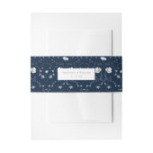 ネイビーブルーエレガントウィンターワイルドフラワー結婚ズ 招待状ベリーバンド (正面例)