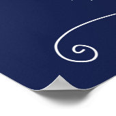 ネイビーブルーエレガントウェディングオープンバーサイン18x24 ポスター (角)