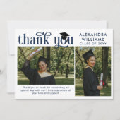 ネイビーブルーエレガントオーバーレイ写真科卒業 サンキューカード (正面)