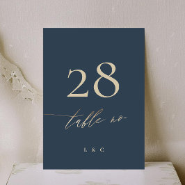 ネイビーブルーエレガントクラシック金ゴールド結婚ズ テーブルナンバー