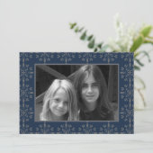 ネイビーブルーエレガントクリスマスフォトカード1枚の写真 シーズンカード (スタンド正面)