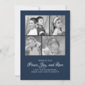 ネイビーブルーエレガントクリスマスフォトカ数々のード シーズンカード (正面)