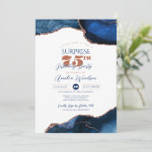 ネイビーブルーエレガントサプライズパーティー大人誕生日 招待状 (スタンド正面)