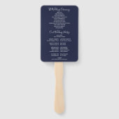 ネイビーブルーエレガントシグネチャースクリプト結婚式 プログラム ハンドファン (裏面)