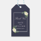 ネイビーブルーエレガントシックアイボリーバラギフトラベル ギフトタグ (正面)