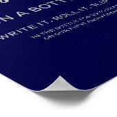 ネイビーブルーエレガントシルバーのボトルの看板 ポスター (角)