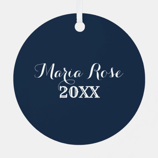 ネイビーブルーエレガントスノーフレーク写真クリスマス メタルオーナメント (裏面)