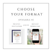 ネイビーブルーエレガントフォトボーイ洗礼 招待状