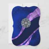 ネイビーブルーエレガントフォーマル結婚ダマスク 招待状 (裏面)