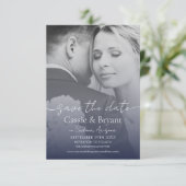 ネイビーブルーエレガントフルフォトウェディング日付を保存 (スタンド正面)