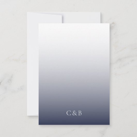 ネイビーブルーエレガントフルフォトウェディング日付を保存 (裏面)