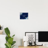 ネイビーブルーエレガントフローラへようこそ結婚 ポスター (ホームオフィス)