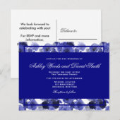 ネイビーブルーエレガントフローラス結婚クリプトのはがき インビテーションポストカード (正面/裏面)