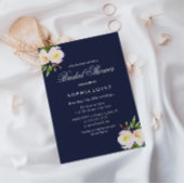 ネイビーブルーエレガントフローラブライダルシャワー招待 招待状