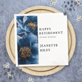 ネイビーブルーエレガントフローラモダンハッピーリタイア スタンダードカクテルナプキン