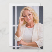 ネイビーブルーエレガントフローラ退職パーティー写真 招待状 (裏面)