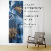 ネイビーブルーエレガントフローラ退職パーティー背景 タペストリー (インサイチュ)