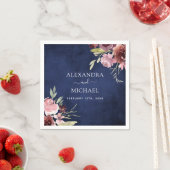 ネイビーブルーエレガントブルゴーニュ水結婚色 スタンダードカクテルナプキン (インサイチュ)