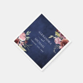 ネイビーブルーエレガントブルゴーニュ水結婚色 スタンダードカクテルナプキン (角)