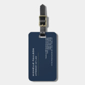 ネイビーブルーエレガントプレーンモダンプロフェッショナル ラゲッジタグ (正面縦)