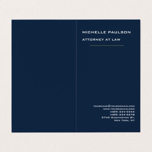 ネイビーブルーエレガントプレーンモダンプロフェッショナル 名刺 (外部フラット)