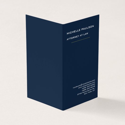 ネイビーブルーエレガントプレーンモダンプロフェッショナル 名刺 (外部)
