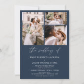 ネイビーブルーエレガントミニマル結婚リスト 招待状 (裏面)