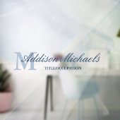 ネイビーブルーエレガントモノグラム名タイトル ウィンドウサイン