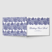 ネイビーブルーエレガントレースホワ結婚イト ゲストブック (全面)