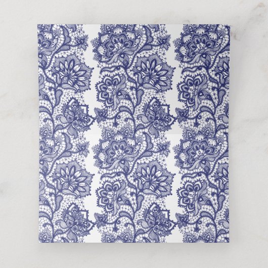 ネイビーブルーエレガントレースホワ結婚イト プレイスカード (内部開封)