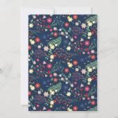 ネイビーブルーエレガントワイルドフラワーベビーシャワー 招待状 (裏面)