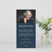 ネイビーブルーエレガント悔やみや弔慰写真ありがとう サンキューカード (スタンド正面)