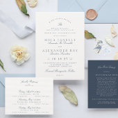 ネイビーブルーエレガント書道数々の-イベント 出欠カード