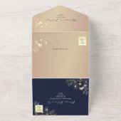 ネイビーブルーエレガント秋の結婚式 オールインワン招待状 (外側)