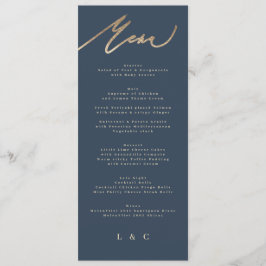 ネイビーブルーエレガント金ゴールド結婚ズ メニュー