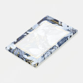 ネイビーブルーエレガント&金ゴールドモダン水彩フローラ ポストイット (アングル)