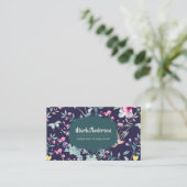 ネイビーブルーエレガント- Flowers Business Card 名刺 (スタンド正面)