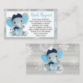 ネイビーブルーエレファントブックリクエストカードチケットrustic エンクロージャーカード (正面/裏面)